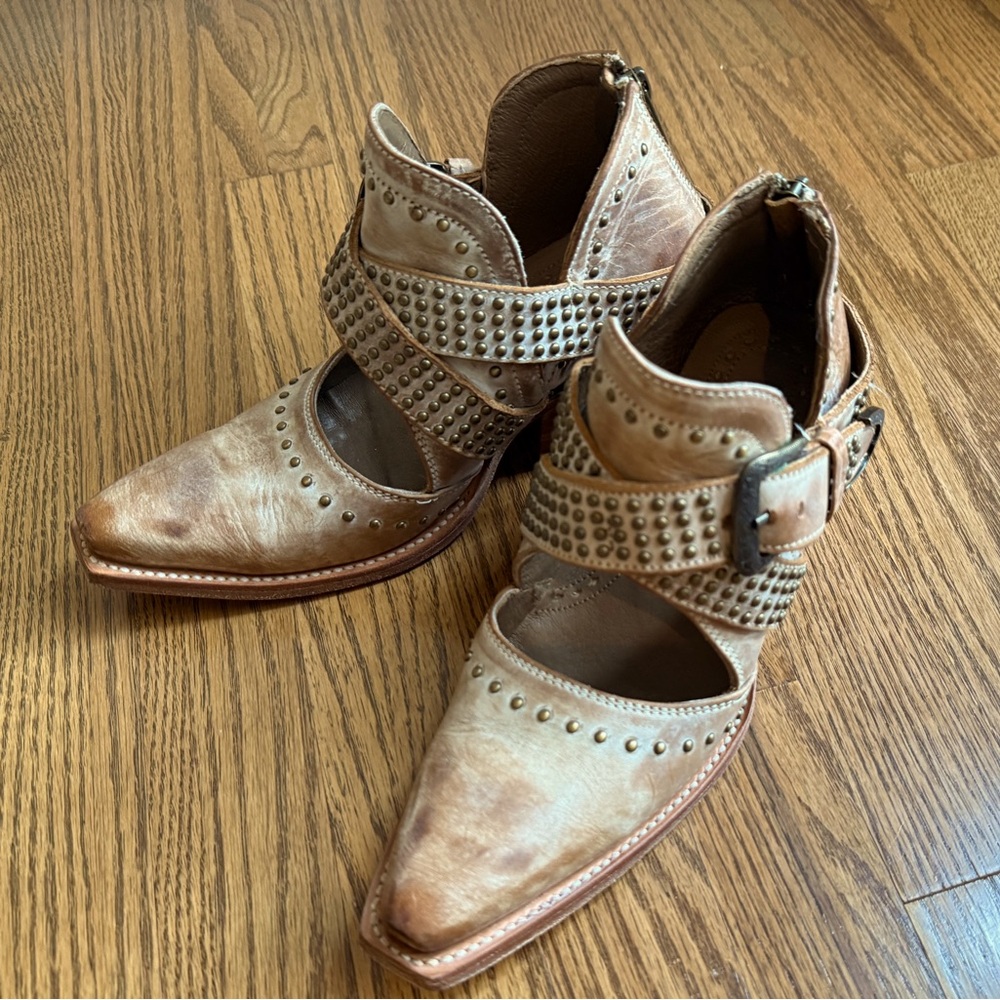 Dixon Rock N Roll Leather Western Ankle Boot 6 Tan
